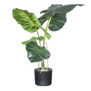 Caladio Planta Artificial 80 CM con Maceta Base