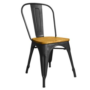 Silla Tolix Asiento Madera Metalica Ergonomica Apilable
