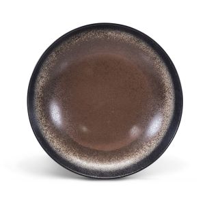 Plato Redondo Hondo Para Banquete Color Oxido Texturizado 26.5 CM Diametro