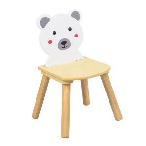 Silla de Madera Cara de Oso Blanco