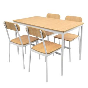 Comedor con 4 Sillas Tubular color Madera Natural