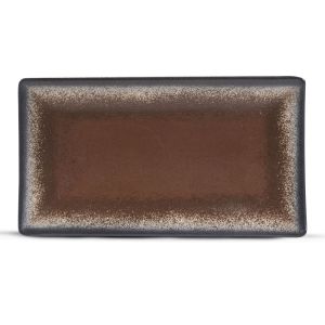 Plato Rectangular Plano Para Sushi Color Oxido Texturizado 21 x 11.6 CM