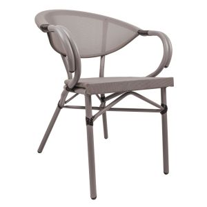 Silla Aluminio tipo Rattan Curva Gris