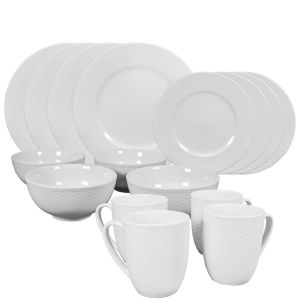 Vajilla de Cerámica con Relieve - 16 Piezas