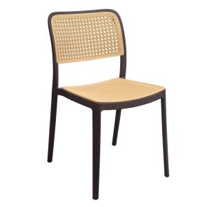 Silla Sencilla Ratan Plástico Reforzado Cafe