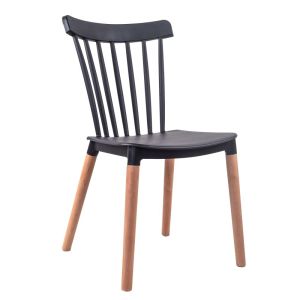 Silla Plastica Negro Respaldo Rayas