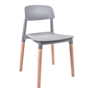 Silla Plastica Gris Patas de Madera