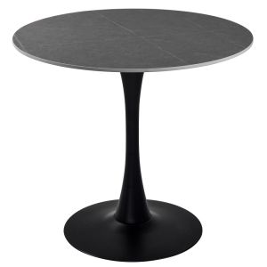 Mesa Redonda de Piedra Sintetizada 80 cm Marmol Gris