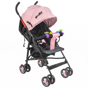 Carriola de Baston Plegable Con Juego Didactico y Cinturon de Seguridad Rosa